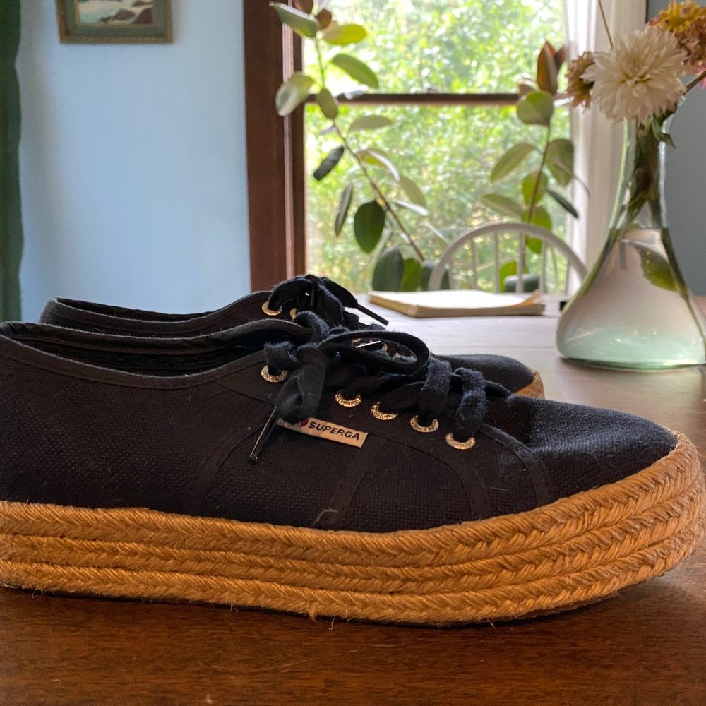 Superga navy platform espadrille speakers